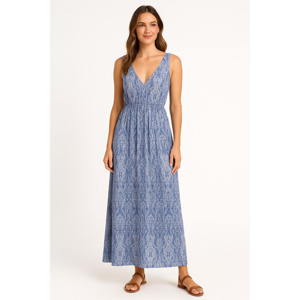 Show Me Your MuMu Blue Vintage‎ Print Sleeveless V-Neck Kendall Maxi Dress M